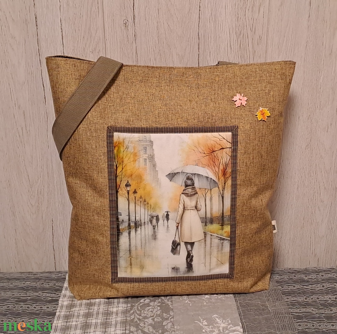 Esős hangulat :) szatyor, ökotáska, válltáska - táska & tok - bevásárlás & shopper táska - shopper, textiltáska, szatyor - Meska.hu