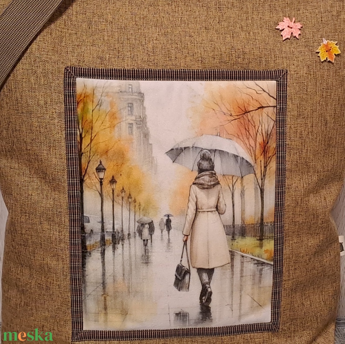 Esős hangulat :) szatyor, ökotáska, válltáska - táska & tok - bevásárlás & shopper táska - shopper, textiltáska, szatyor - Meska.hu