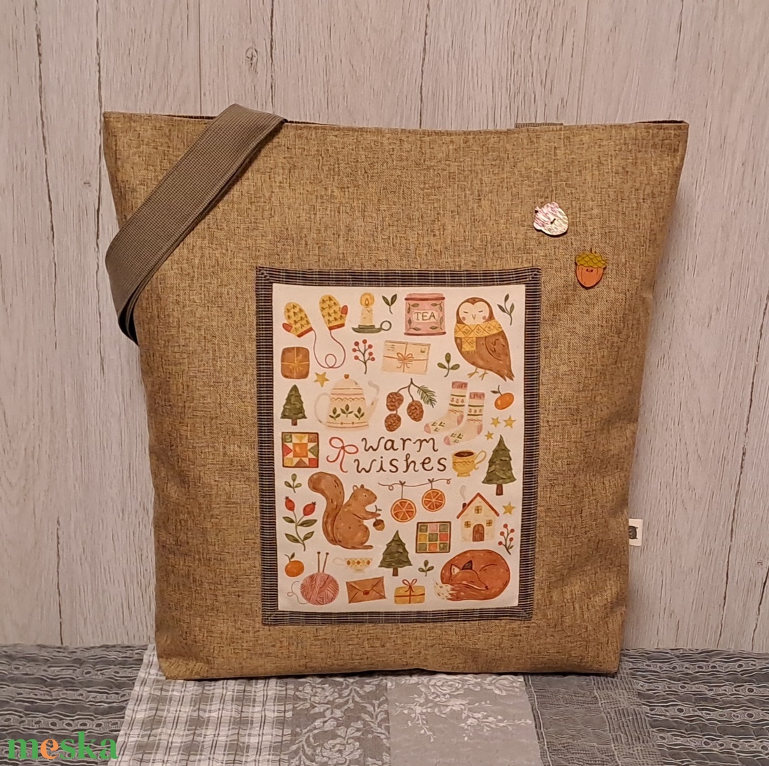 Őszi apróságok :) szatyor, ökotáska, válltáska - táska & tok - bevásárlás & shopper táska - shopper, textiltáska, szatyor - Meska.hu