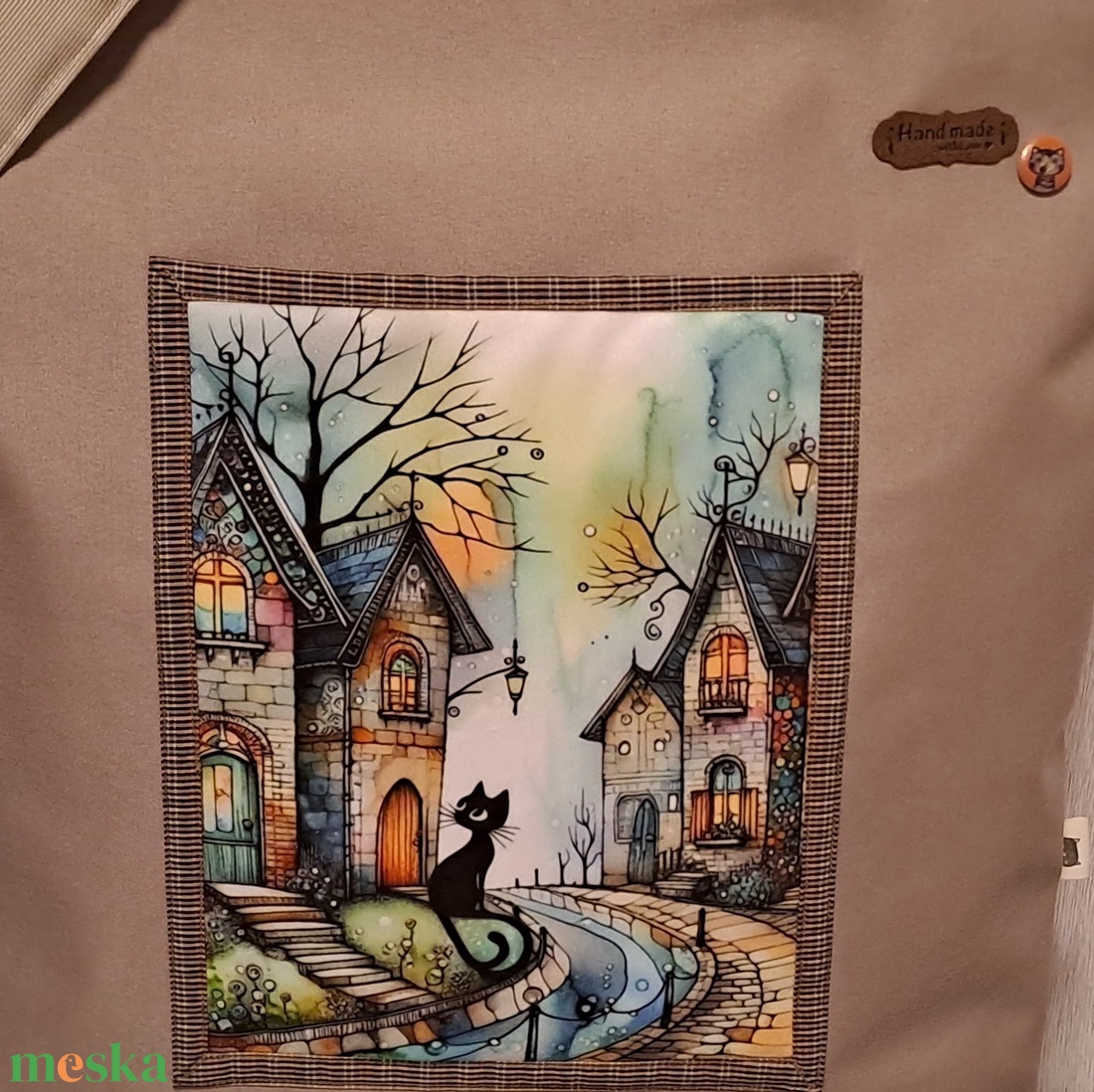 Fekete cicával :) szatyor, ökotáska, válltáska - táska & tok - bevásárlás & shopper táska - shopper, textiltáska, szatyor - Meska.hu