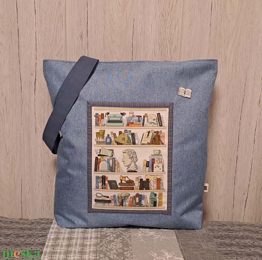 Könyvespolc :) szatyor, ökotáska, válltáska - táska & tok - bevásárlás & shopper táska - shopper, textiltáska, szatyor - Meska.hu