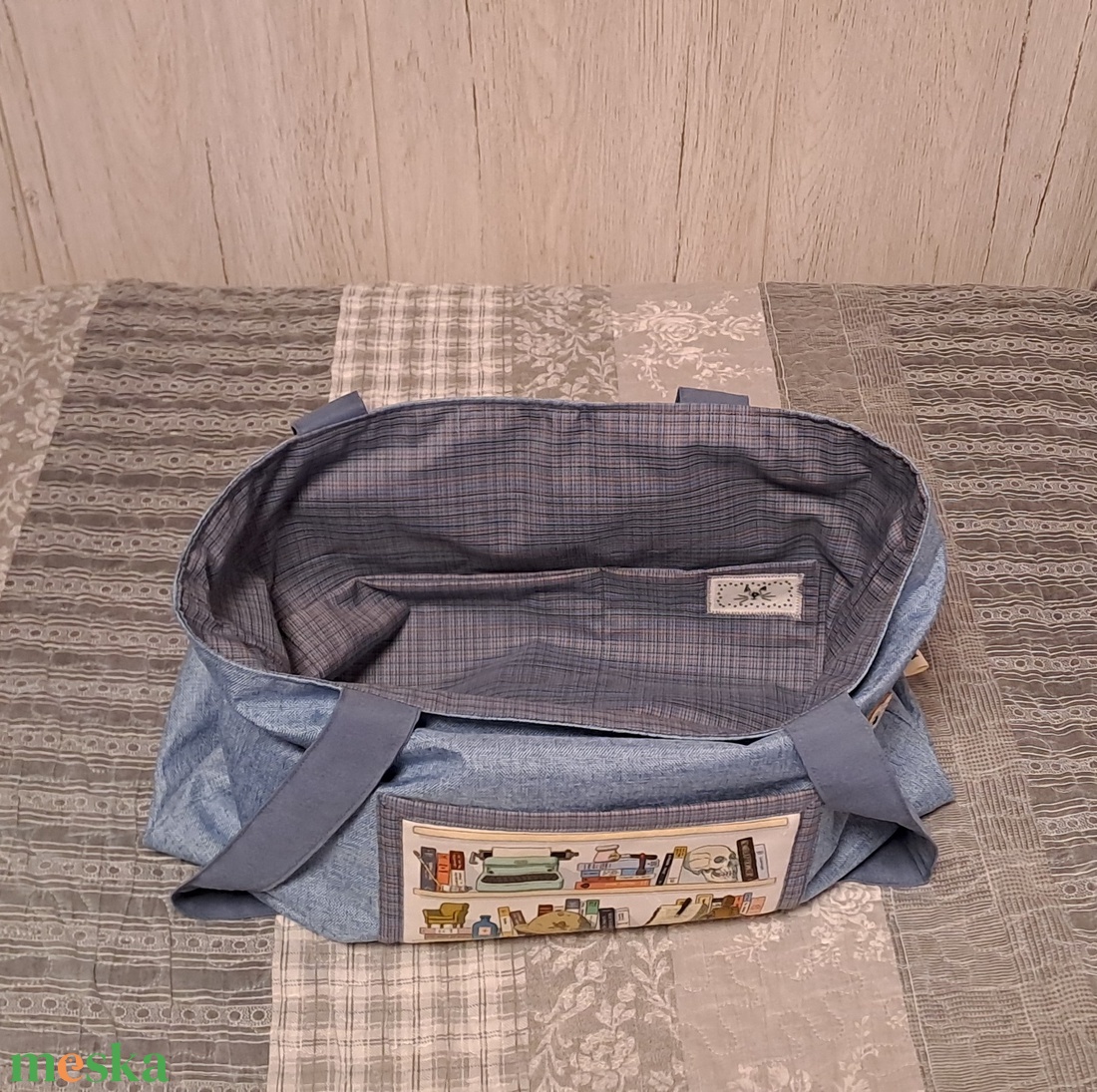 Könyvespolc :) szatyor, ökotáska, válltáska - táska & tok - bevásárlás & shopper táska - shopper, textiltáska, szatyor - Meska.hu