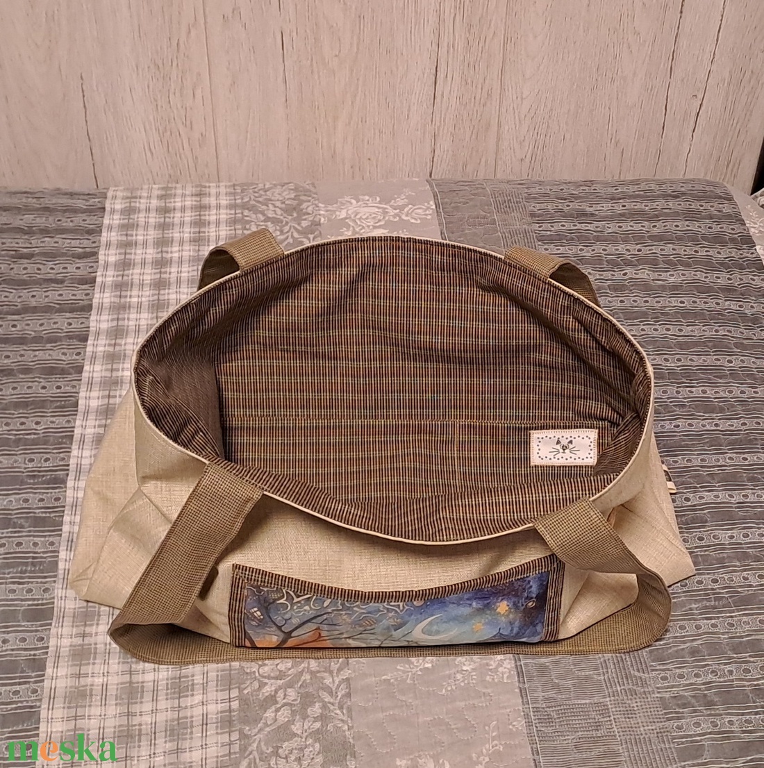 Kék és narancssárga :) szatyor, ökotáska, válltáska - táska & tok - bevásárlás & shopper táska - shopper, textiltáska, szatyor - Meska.hu