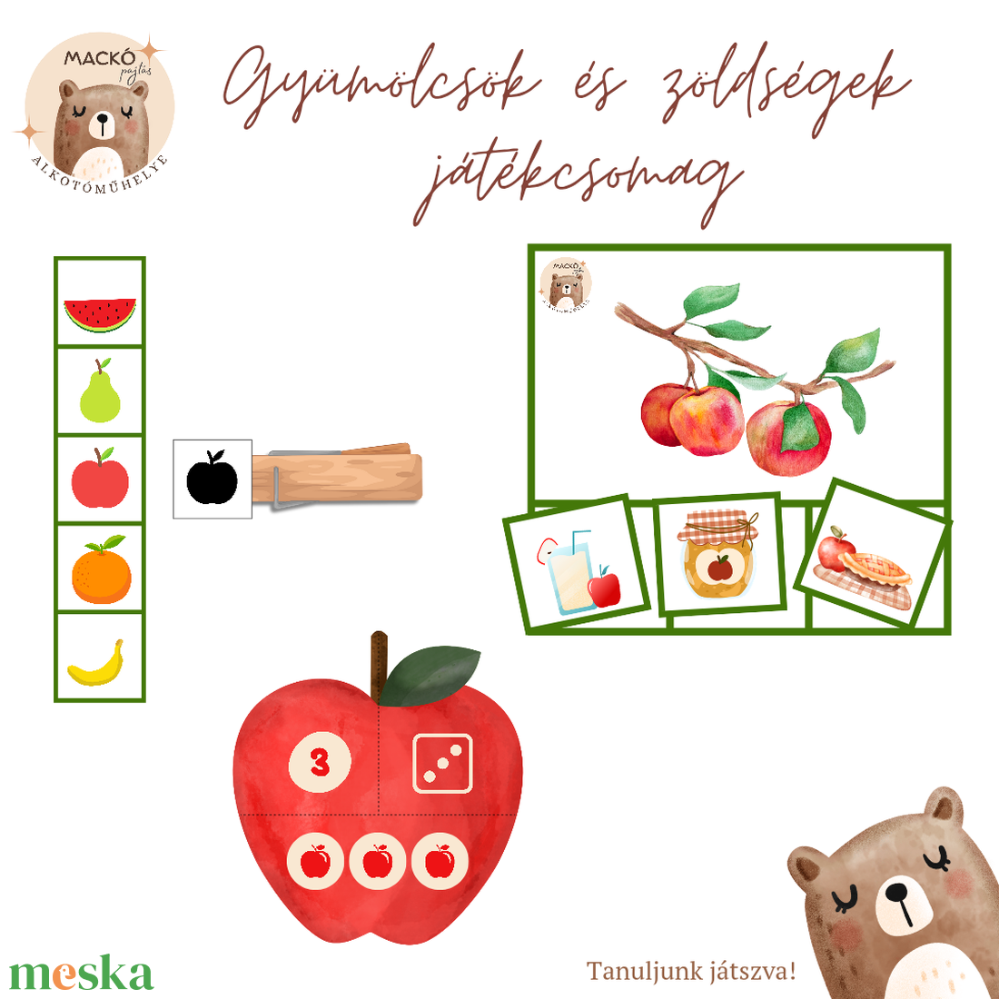 Gyümölcsök és zöldségek játékcsomag - játék & sport - készségfejlesztő és logikai játék - logikai játékok - Meska.hu