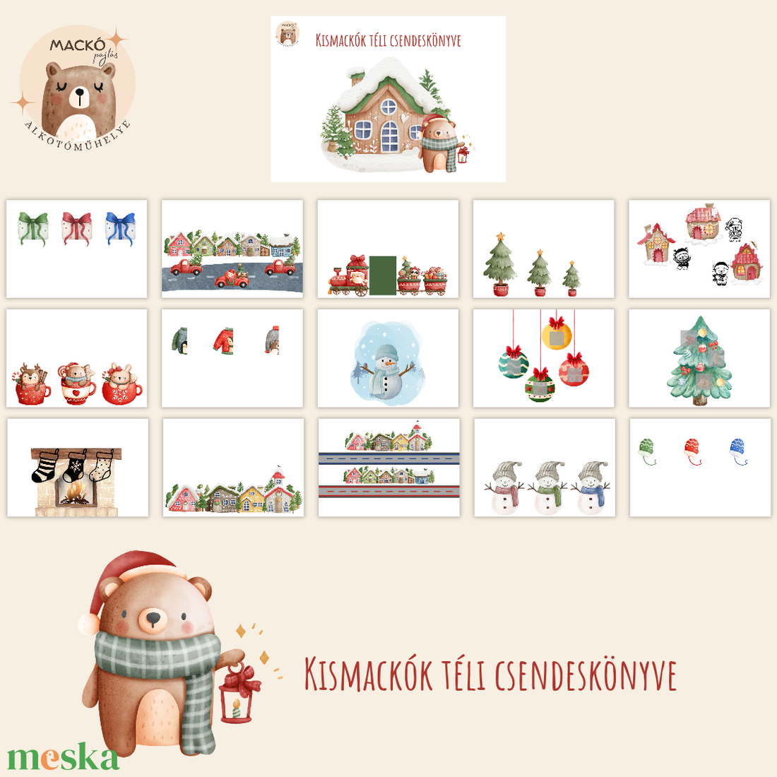 Kismackók téli csendeskönyve - játék & sport - készségfejlesztő és logikai játék - oktató játékok - Meska.hu