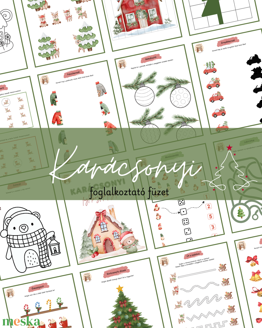 Karácsonyi foglalkoztató füzet - játék & sport - készségfejlesztő és logikai játék - oktató játékok - Meska.hu