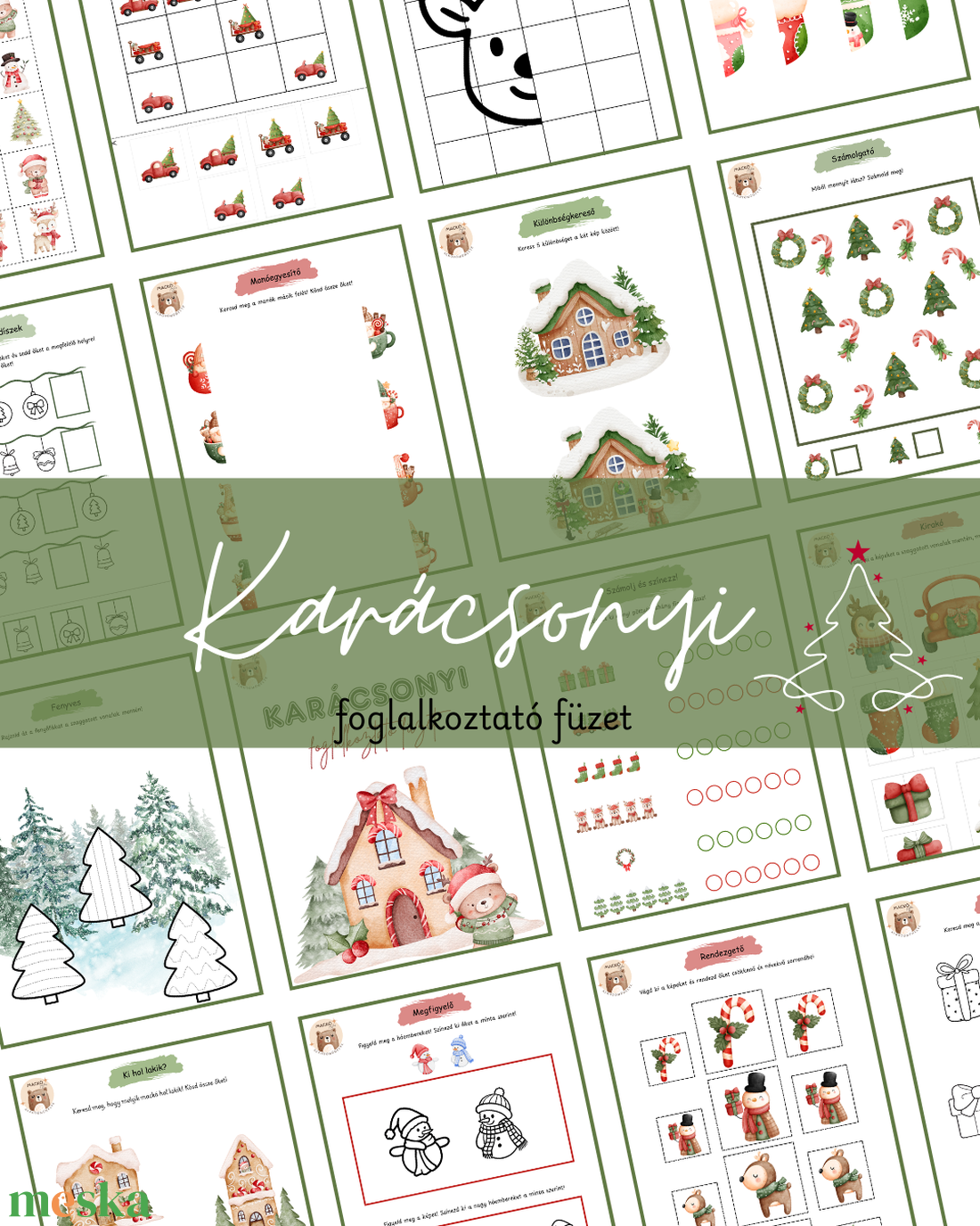Karácsonyi foglalkoztató füzet - játék & sport - készségfejlesztő és logikai játék - oktató játékok - Meska.hu