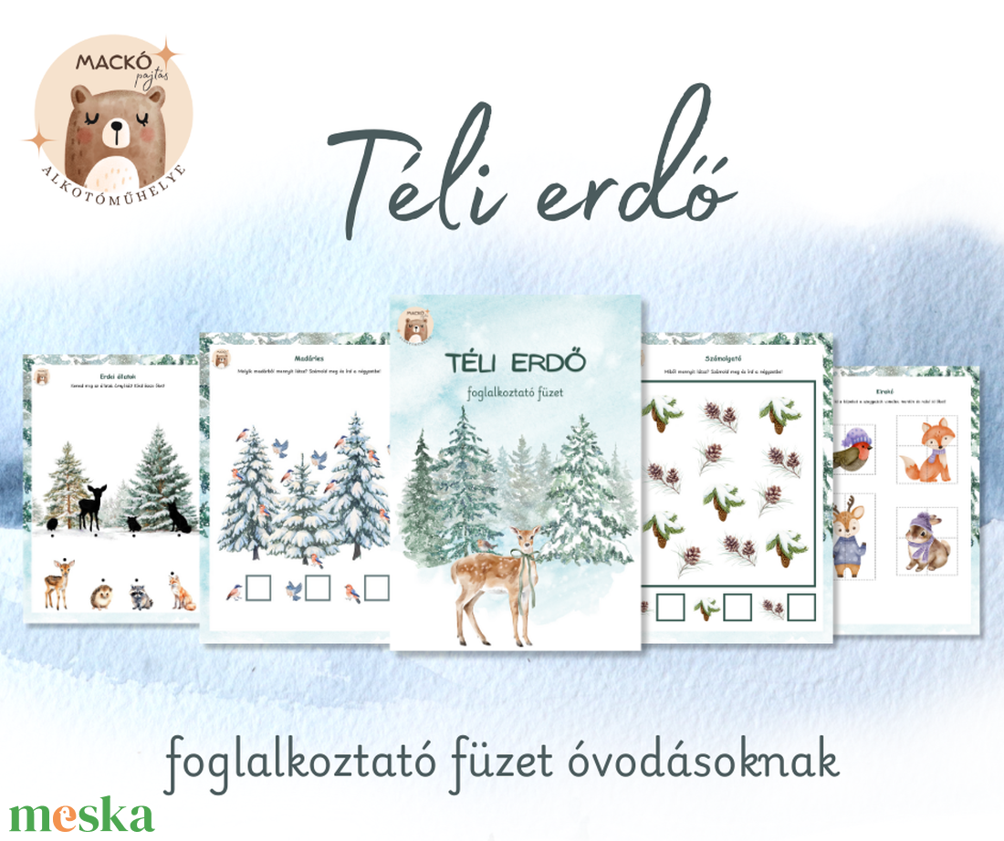 Téli erdő foglalkoztató füzet - játék & sport - készségfejlesztő és logikai játék - oktató játékok - Meska.hu