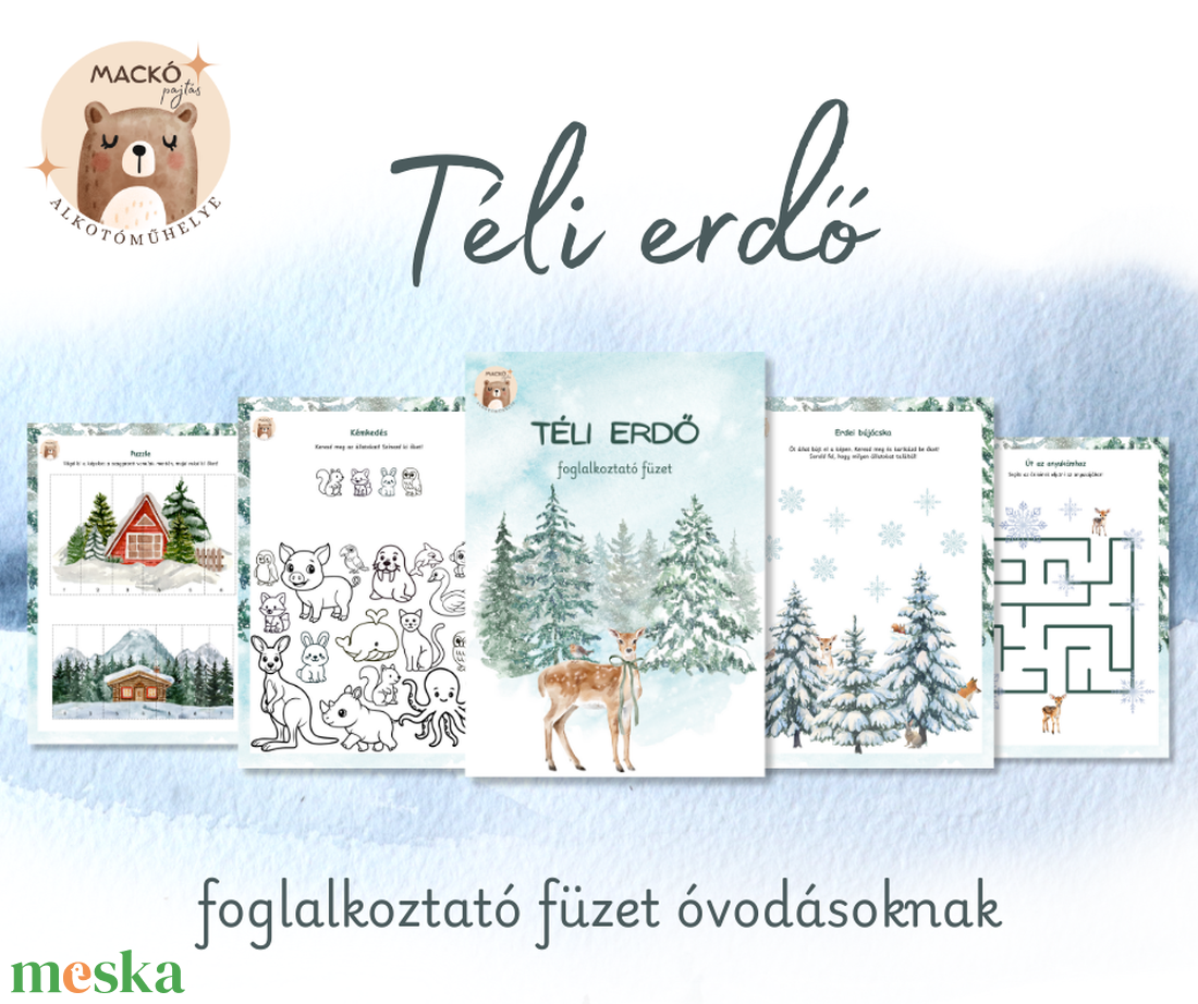 Téli erdő foglalkoztató füzet - játék & sport - készségfejlesztő és logikai játék - oktató játékok - Meska.hu