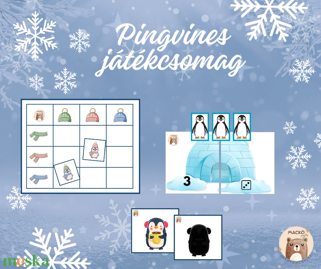 Pingvines játékcsomag - játék & sport - készségfejlesztő és logikai játék - oktató játékok - Meska.hu