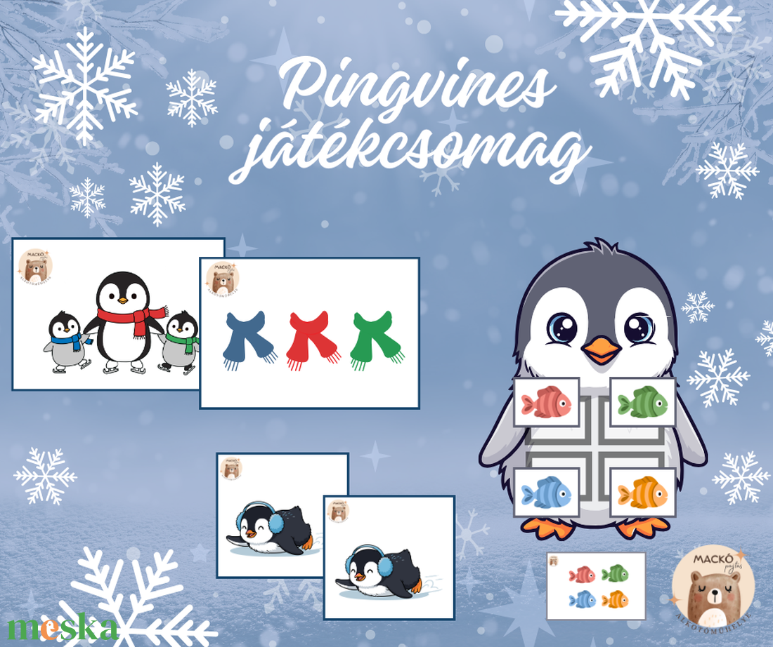 Pingvines játékcsomag - játék & sport - készségfejlesztő és logikai játék - oktató játékok - Meska.hu