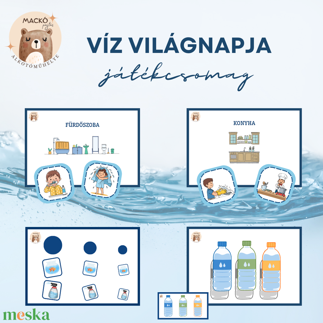 Víz világnapja játékcsomag - játék & sport - készségfejlesztő és logikai játék - oktató játékok - Meska.hu