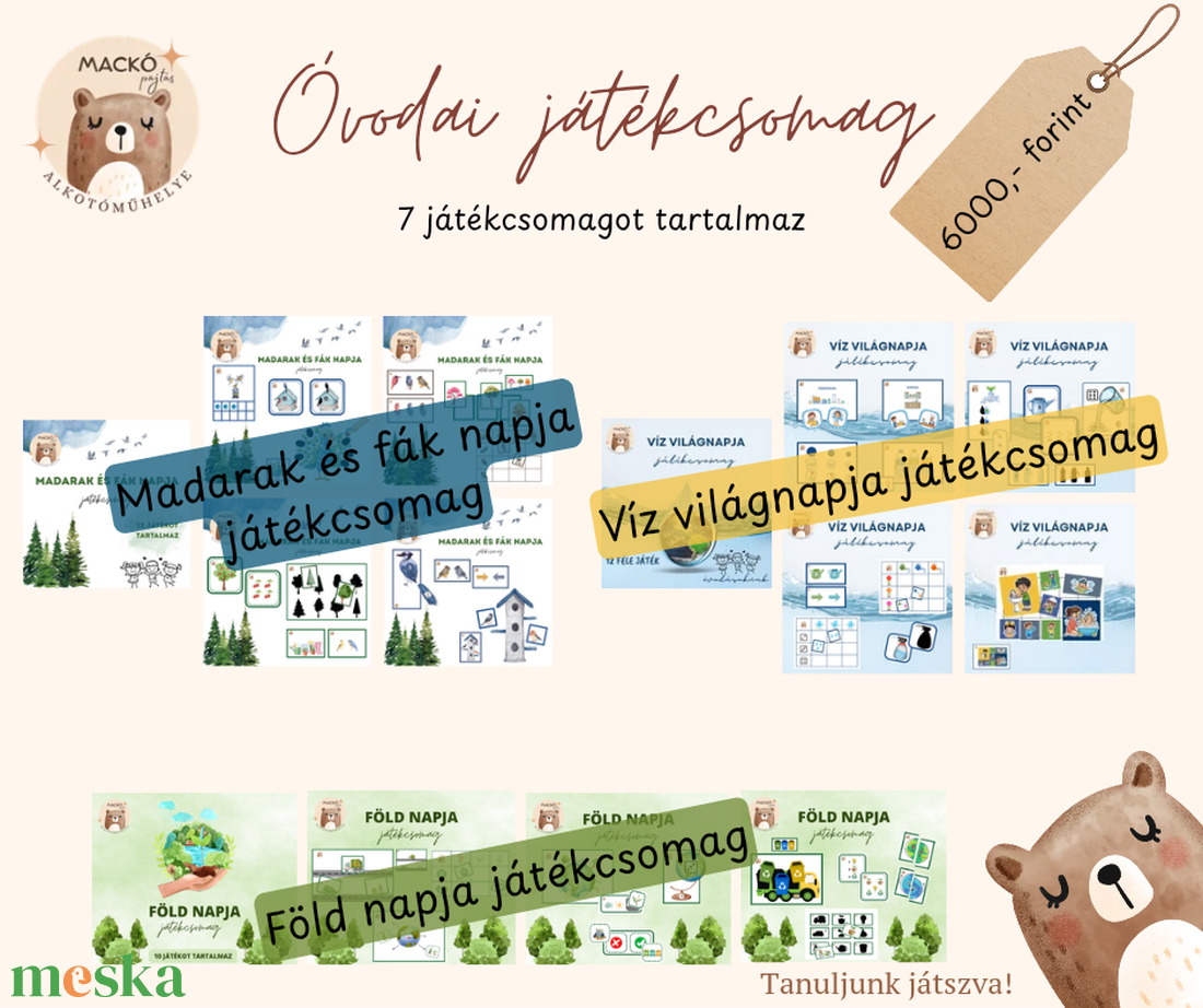 Óvodai játékcsomag - játék & sport - készségfejlesztő és logikai játék - oktató játékok - Meska.hu