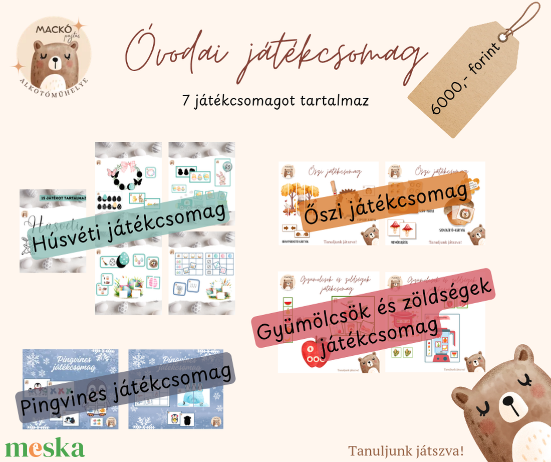 Óvodai játékcsomag - játék & sport - készségfejlesztő és logikai játék - oktató játékok - Meska.hu