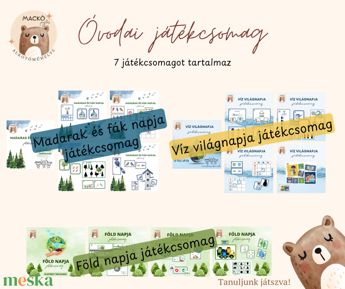Óvodai játékcsomag - játék & sport - készségfejlesztő és logikai játék - oktató játékok - Meska.hu
