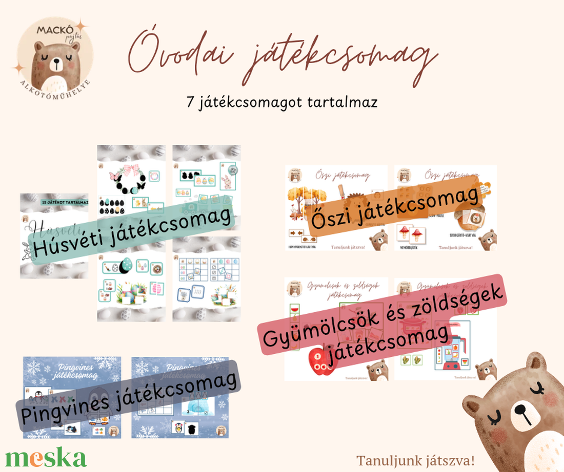 Óvodai játékcsomag - játék & sport - készségfejlesztő és logikai játék - oktató játékok - Meska.hu