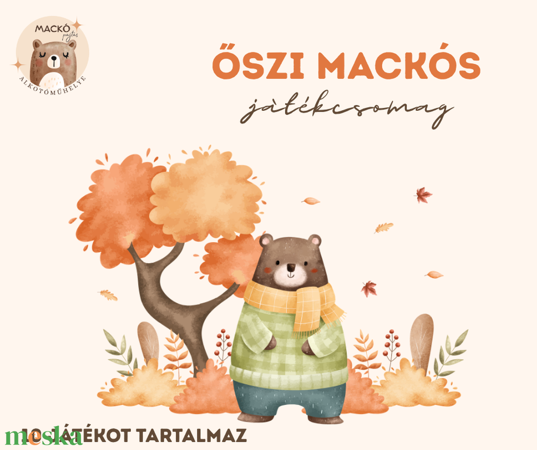 Őszi mackós játékcsomag - játék & sport - készségfejlesztő és logikai játék - oktató játékok - Meska.hu