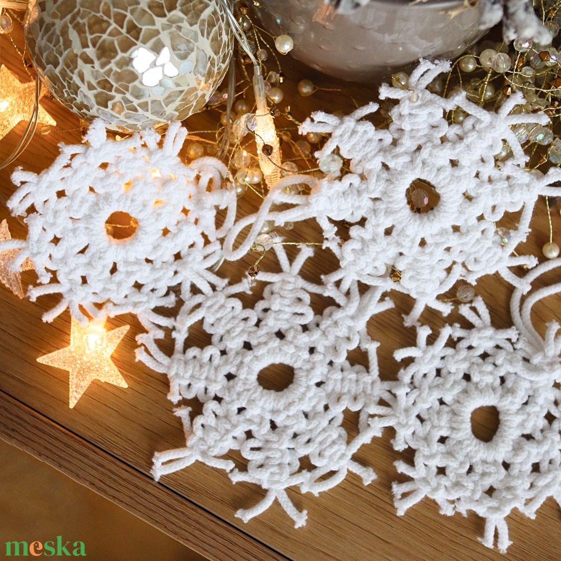White Snowflakes 4 db-os karácsonyfadísz szett - karácsony - karácsonyi lakásdekoráció - karácsonyfadíszek - Meska.hu
