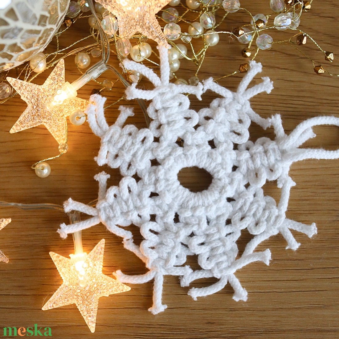 White Snowflakes 4 db-os karácsonyfadísz szett - karácsony - karácsonyi lakásdekoráció - karácsonyfadíszek - Meska.hu