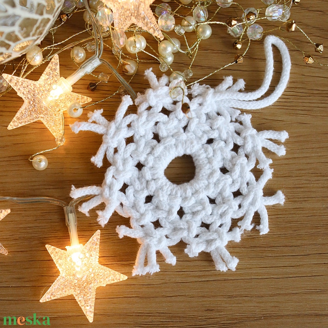 White Snowflakes 4 db-os karácsonyfadísz szett - karácsony - karácsonyi lakásdekoráció - karácsonyfadíszek - Meska.hu