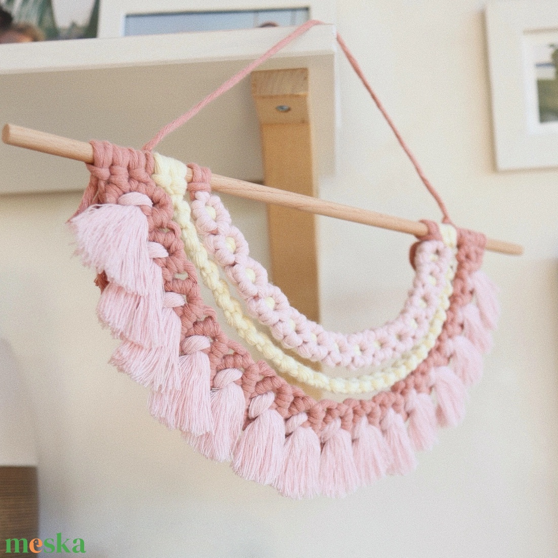 Rózsaszín Virágos Falidísz - otthon & életmód - dekoráció - fali és függő dekoráció - függődísz - Meska.hu