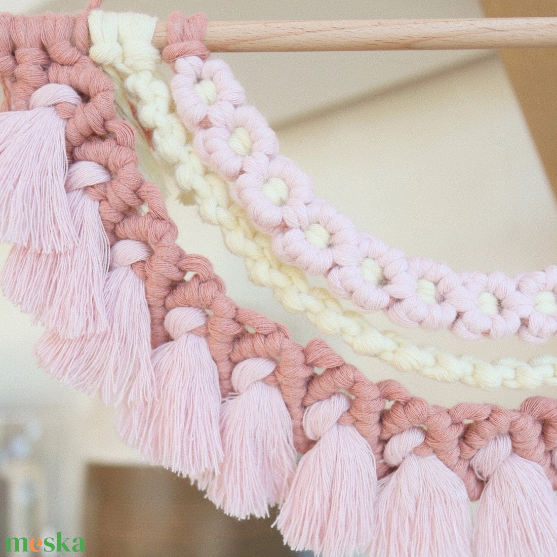 Rózsaszín Virágos Falidísz - otthon & életmód - dekoráció - fali és függő dekoráció - függődísz - Meska.hu