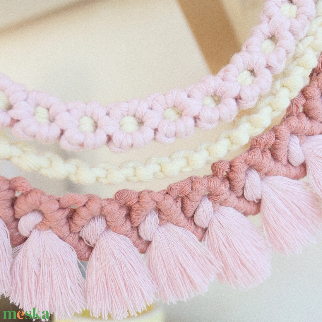 Rózsaszín Virágos Falidísz - otthon & életmód - dekoráció - fali és függő dekoráció - függődísz - Meska.hu