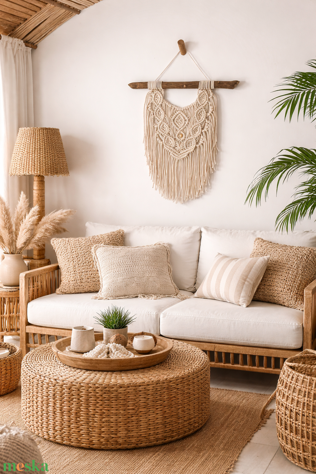 Makramé falidísz (Bohém 40cm x 50xm makramé fali dekor Bonita ) - otthon & életmód - dekoráció - fali és függő dekoráció - falra akasztható dekor - Meska.hu