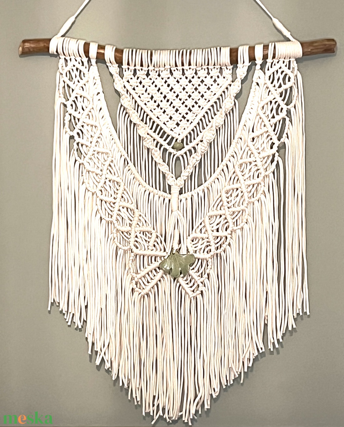 Bohém dekor kerámia ginkgo levéllel (M) makramé fali dekor - otthon & életmód - dekoráció - fali és függő dekoráció - álomfogó - Meska.hu