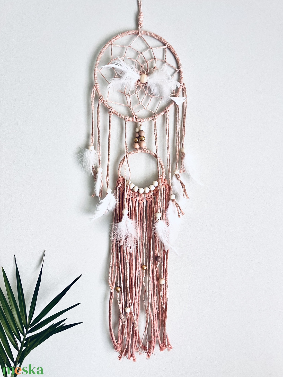 Álomfogó (pasztell rózsaszín)  - otthon & életmód - dekoráció - fali és függő dekoráció - álomfogó - Meska.hu
