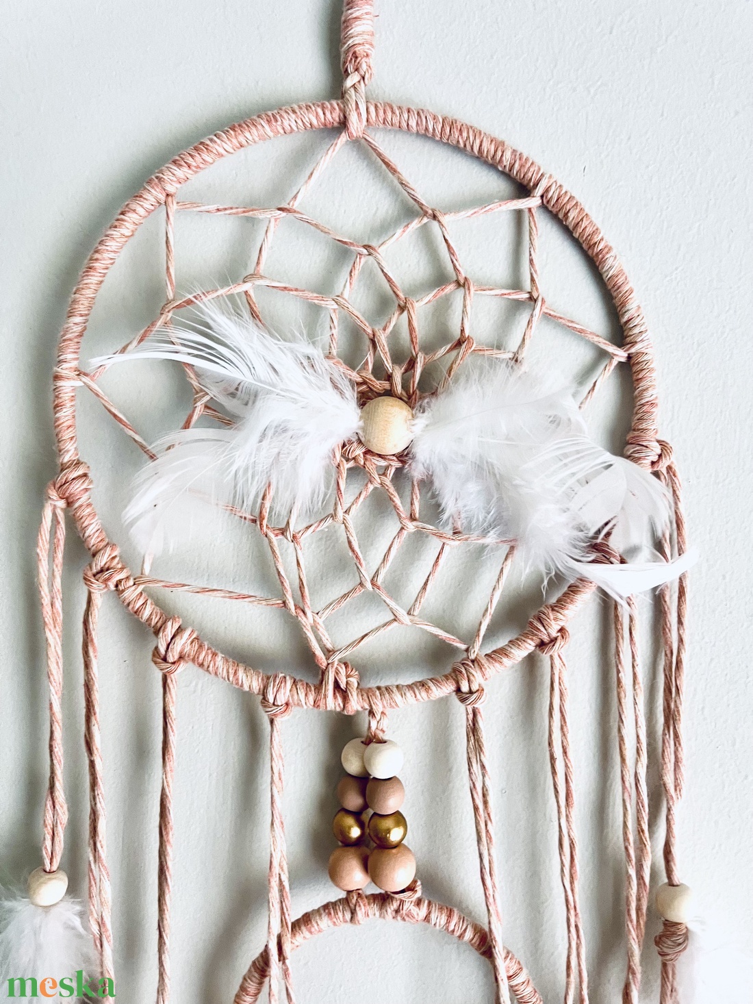 Álomfogó (pasztell rózsaszín)  - otthon & életmód - dekoráció - fali és függő dekoráció - álomfogó - Meska.hu
