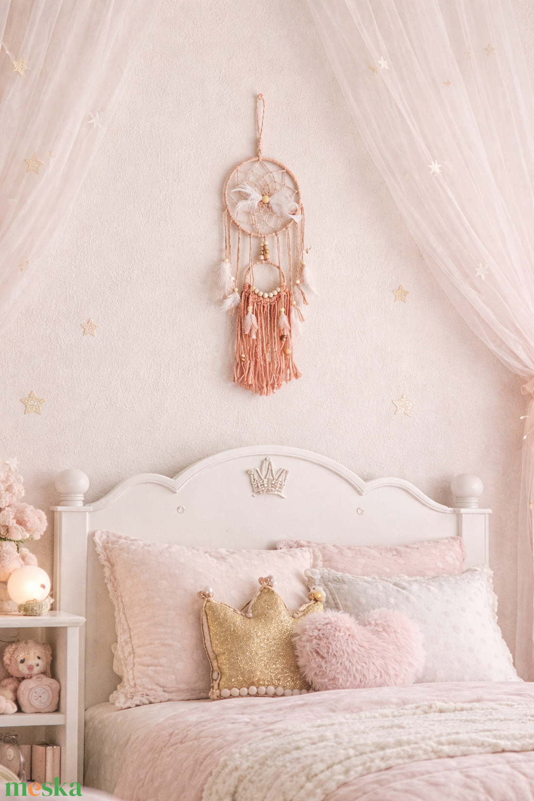 Álomfogó (pasztell rózsaszín)  - otthon & életmód - dekoráció - fali és függő dekoráció - álomfogó - Meska.hu