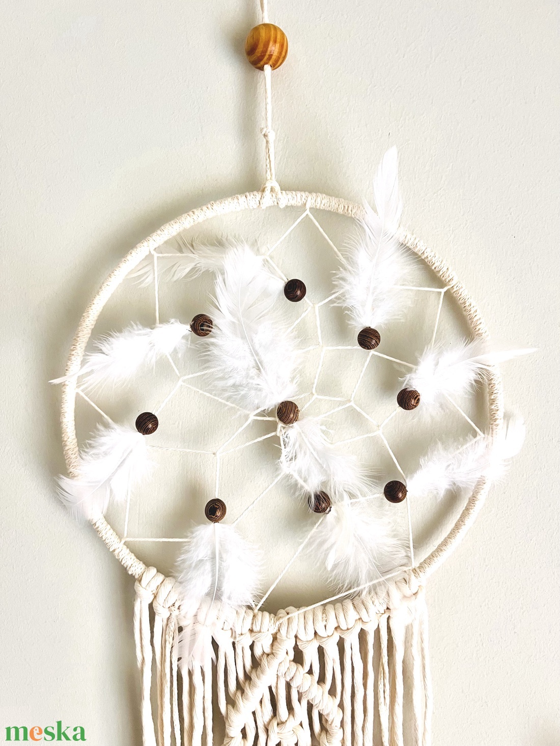 Álomfogó tollakkal, gyöngyökkel - otthon & életmód - dekoráció - fali és függő dekoráció - álomfogó - Meska.hu