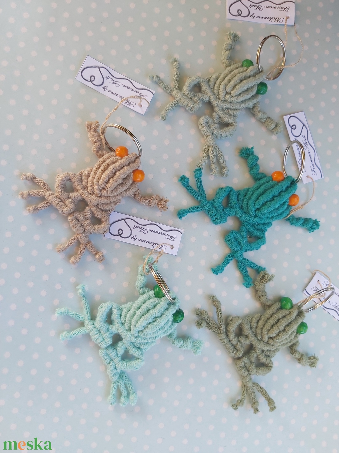 Békás makramé kulcstartó vagy táskadísz - táska & tok - kulcstartó & táskadísz - táskadísz - Meska.hu