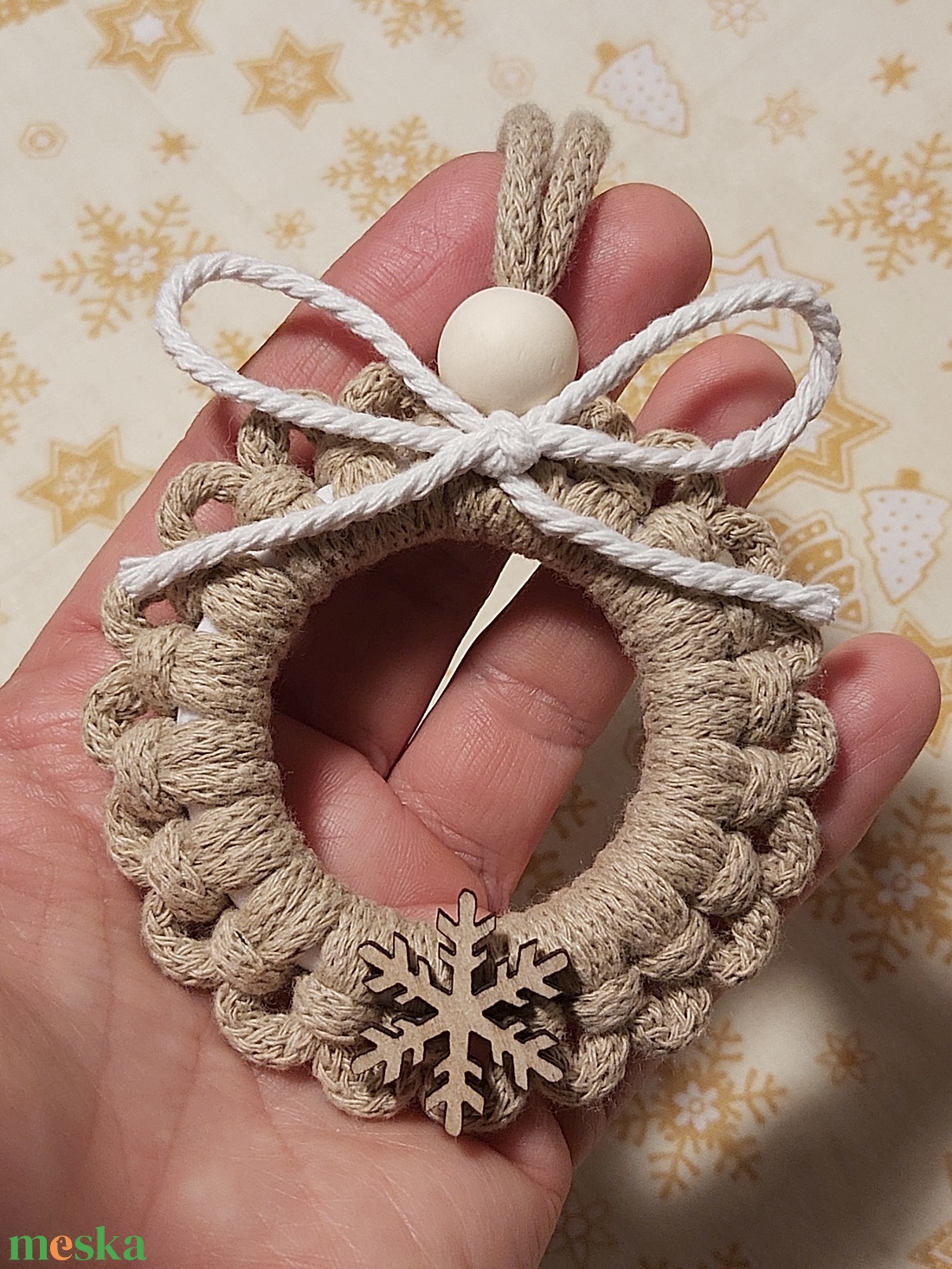 Makramé karácsonyi dísz - karácsony - karácsonyi lakásdekoráció - karácsonyfadíszek - Meska.hu