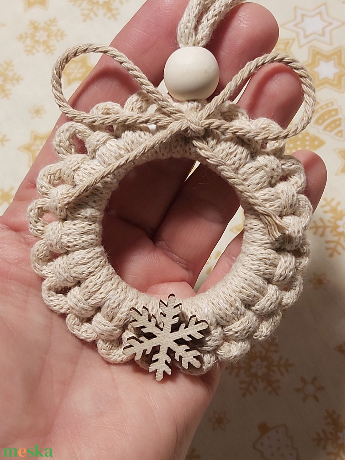 Makramé karácsonyi dísz - karácsony - karácsonyi lakásdekoráció - karácsonyfadíszek - Meska.hu