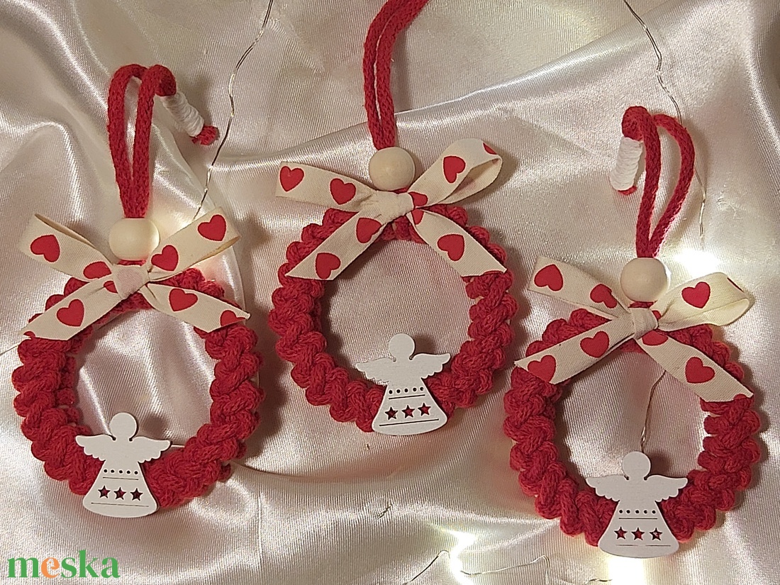 Makramé karácsonyi dísz - karácsony - karácsonyi lakásdekoráció - karácsonyfadíszek - Meska.hu