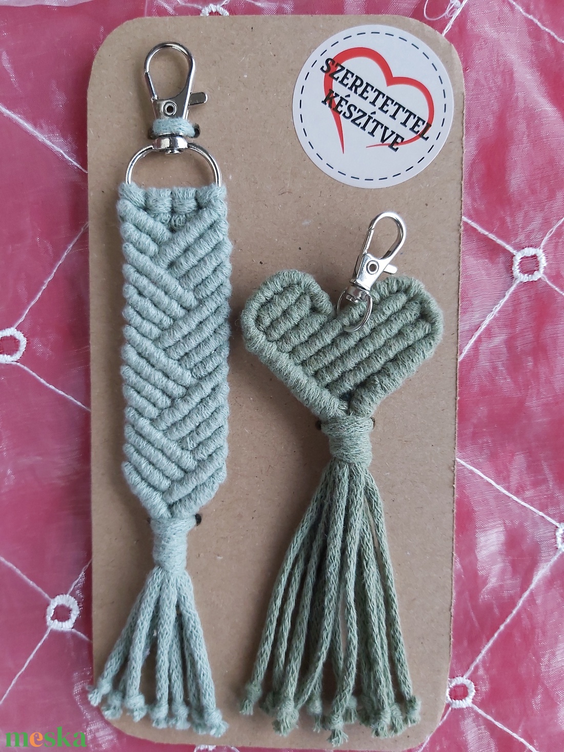 Makramé kulcstartó és táskadísz szett - táska & tok - kulcstartó & táskadísz - táskaakasztó - Meska.hu