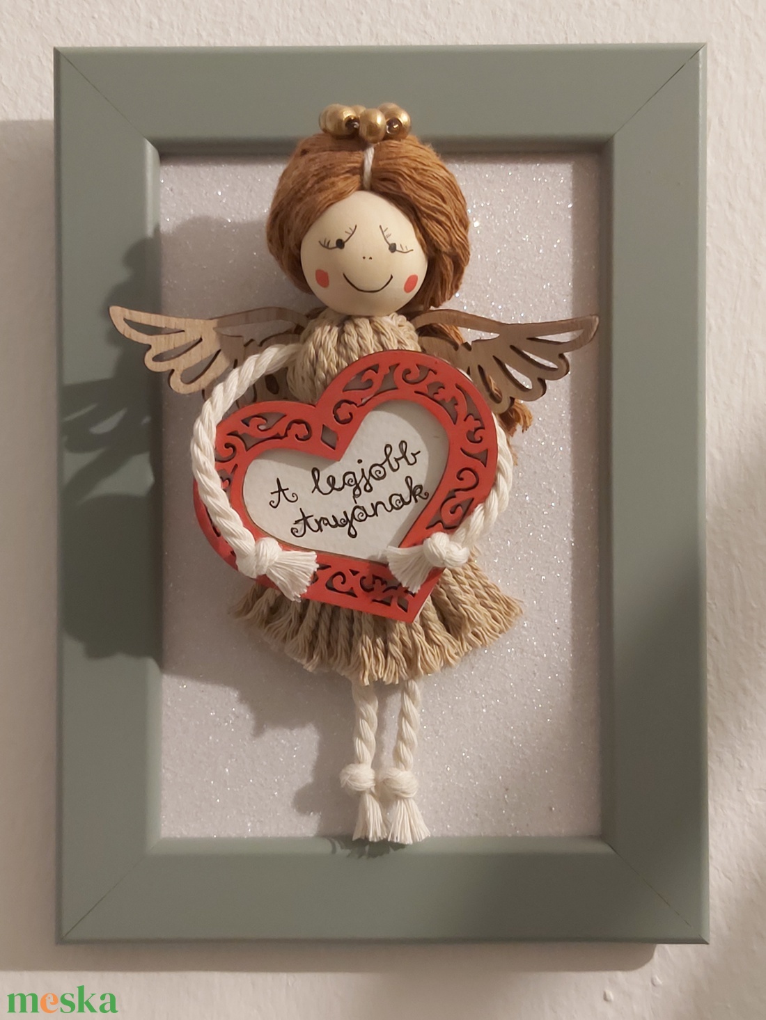 Anyáknapi makramé angyalka - otthon & életmód - dekoráció - kép & falikép - 3d képek - Meska.hu