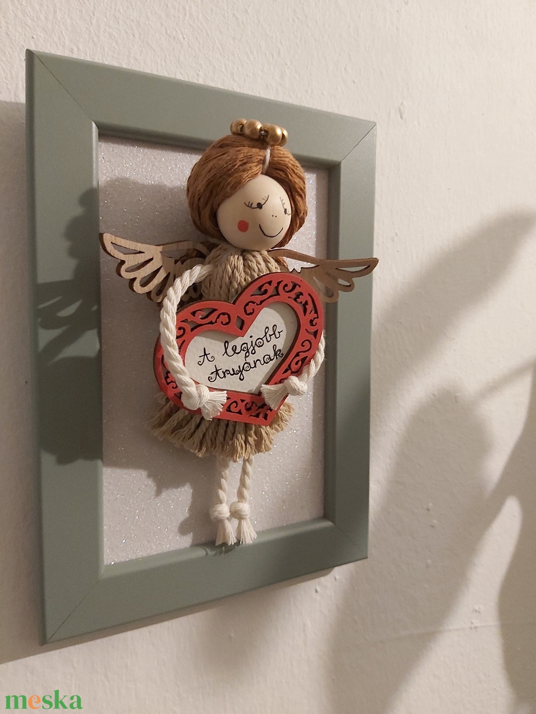 Anyáknapi makramé angyalka - otthon & életmód - dekoráció - kép & falikép - 3d képek - Meska.hu