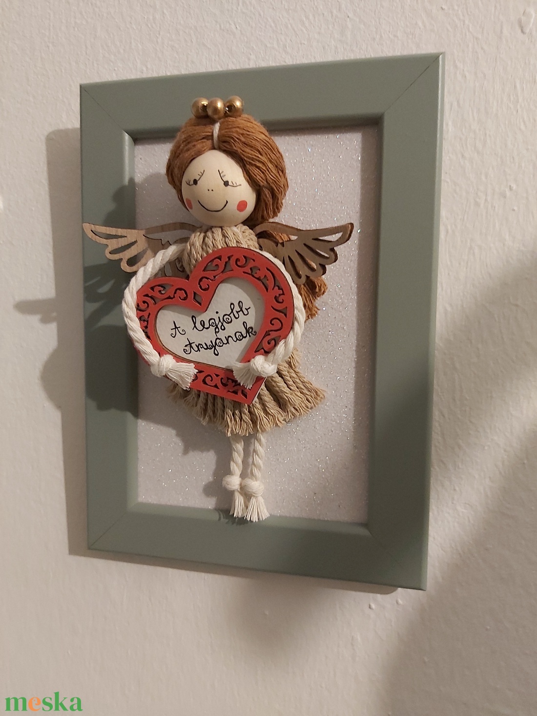 Anyáknapi makramé angyalka - otthon & életmód - dekoráció - kép & falikép - 3d képek - Meska.hu