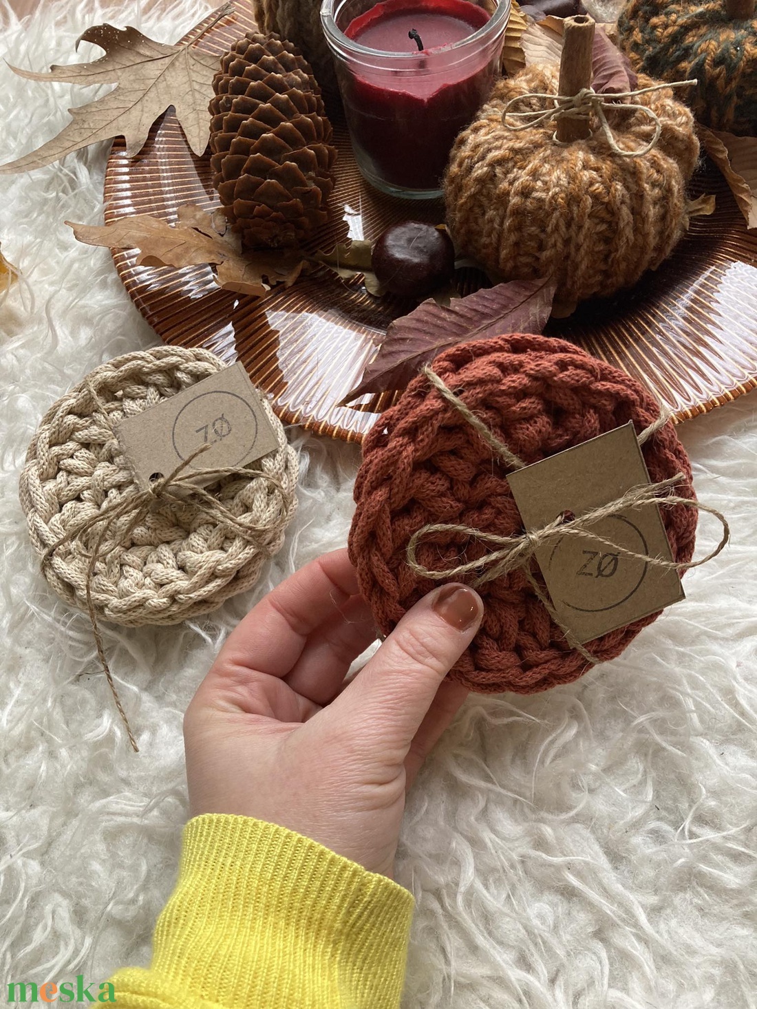 Bézs poháralátét / Beige coaster (2 db) - otthon & életmód - konyhafelszerelés, tálalás - tálalás - tányér- és poháralátét - Meska.hu