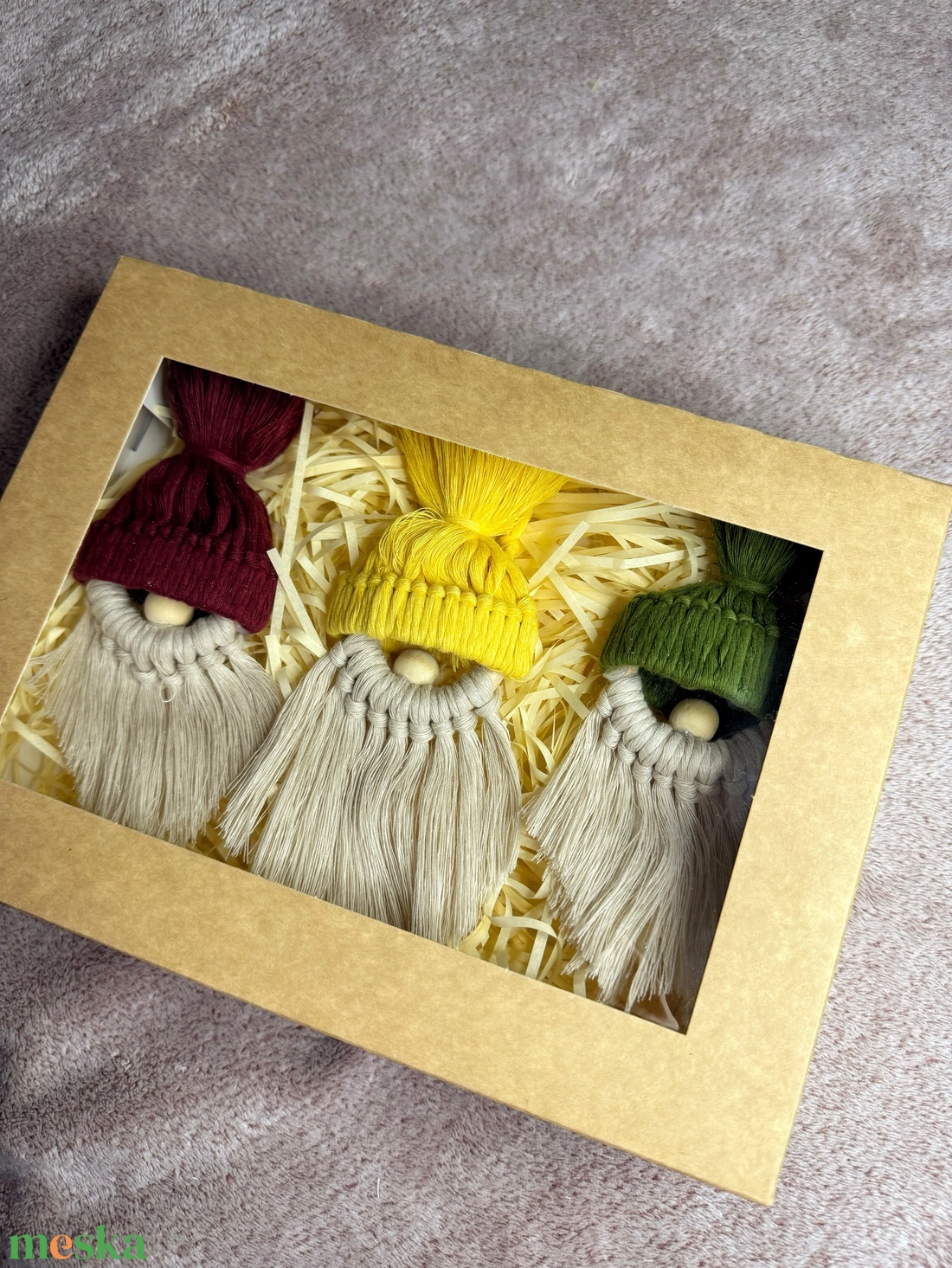 Makramé manó box - karácsony - mikulás - mikulás ajándékok - Meska.hu