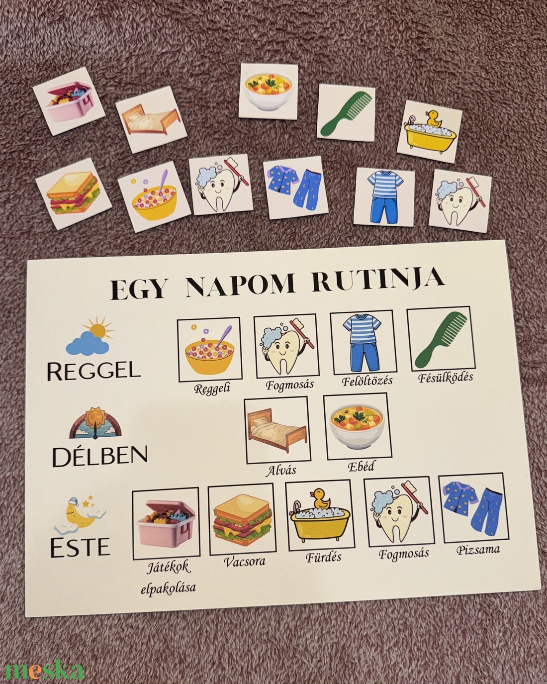 Mágneses napi rutin tábla - játék & sport - készségfejlesztő és logikai játék - logikai játékok - Meska.hu