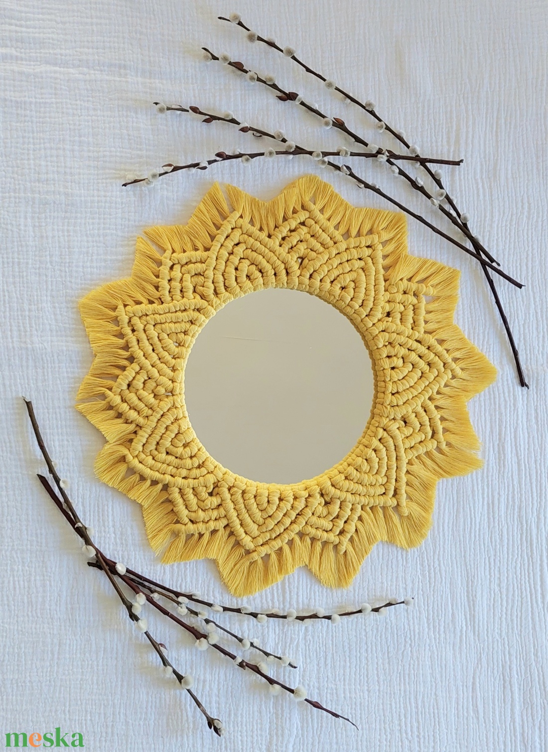 Makramé mandala, makramé koszorú, natúr makramé dekor tükörrel - otthon & életmód - dekoráció - fali és függő dekoráció - falra akasztható dekor - Meska.hu Makramé mandala, makramé koszorú, natúr makramé dekor tükörrel - otthon & életmód - dekoráció - fali és függő dekoráció - falra akasztható dekor - Meska.hu