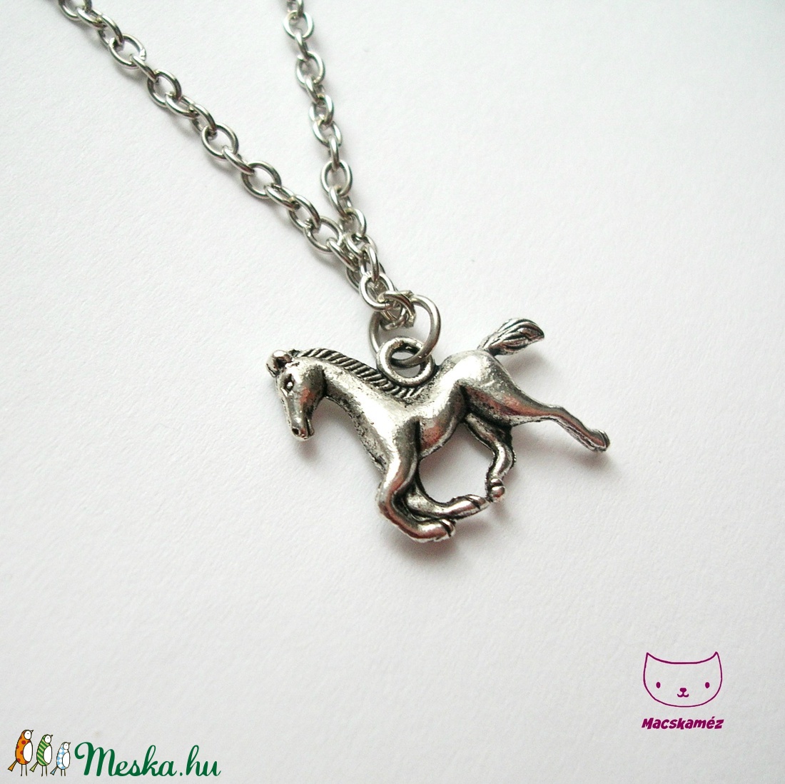 Lovas ezüst színű nyaklánc - Ló, Paci, Lovacska -  - Meska.hu