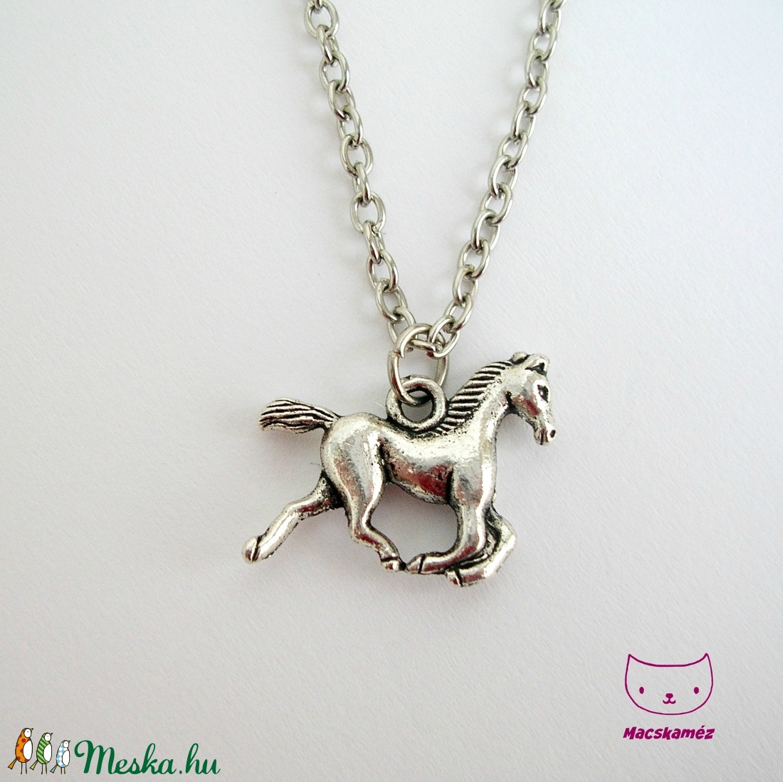 Lovas ezüst színű nyaklánc - Ló, Paci, Lovacska -  - Meska.hu