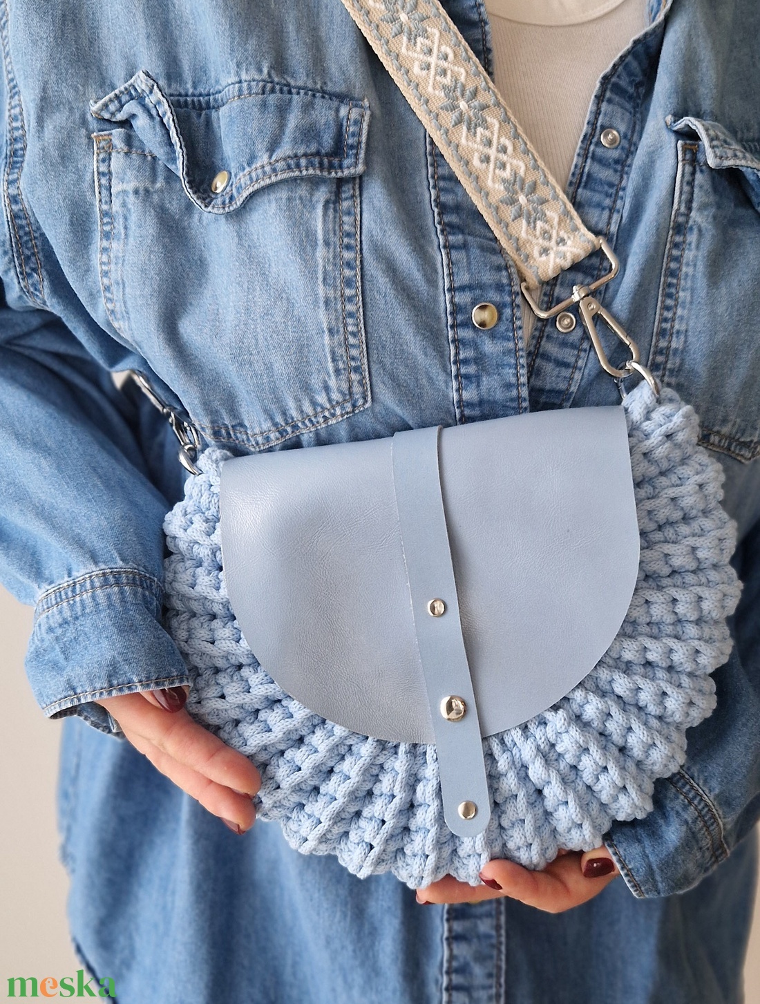 Kék horgolt oreo táska - táska & tok - kézitáska & válltáska - kézitáska - Meska.hu