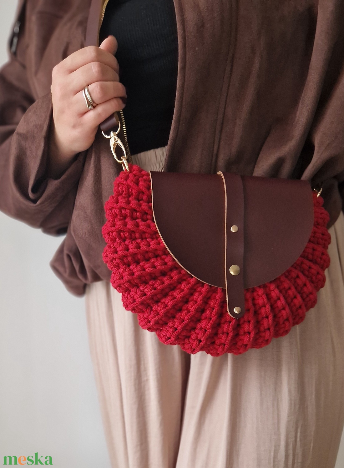 Piros horgolt oreo táska - táska & tok - kézitáska & válltáska - kézitáska - Meska.hu