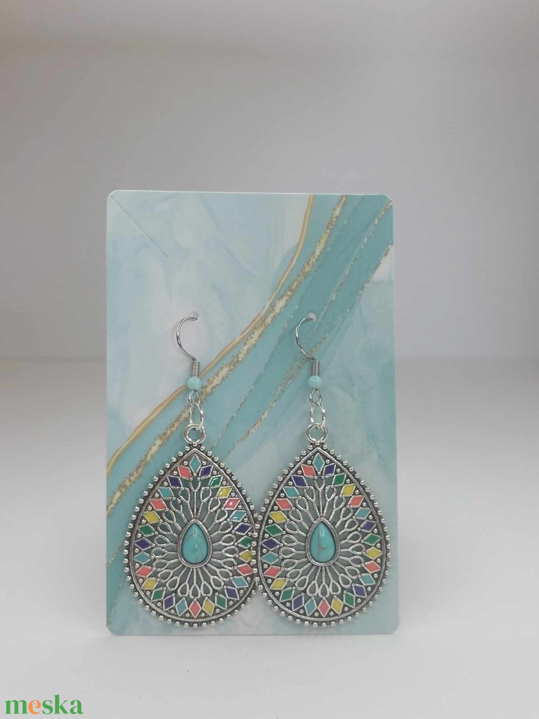 Antikolt hatású, mutatós fülbevaló-sárga gyönggyel - ékszer - fülbevaló - lógó csepp fülbevaló - Meska.hu